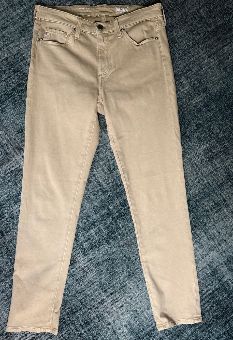 AG Adriano Goldschmied Prima Crop Cigarette Tan Khaki Pants 26R